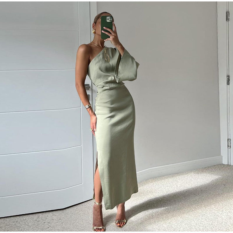Robe d’été élégante à une épaule pour femme