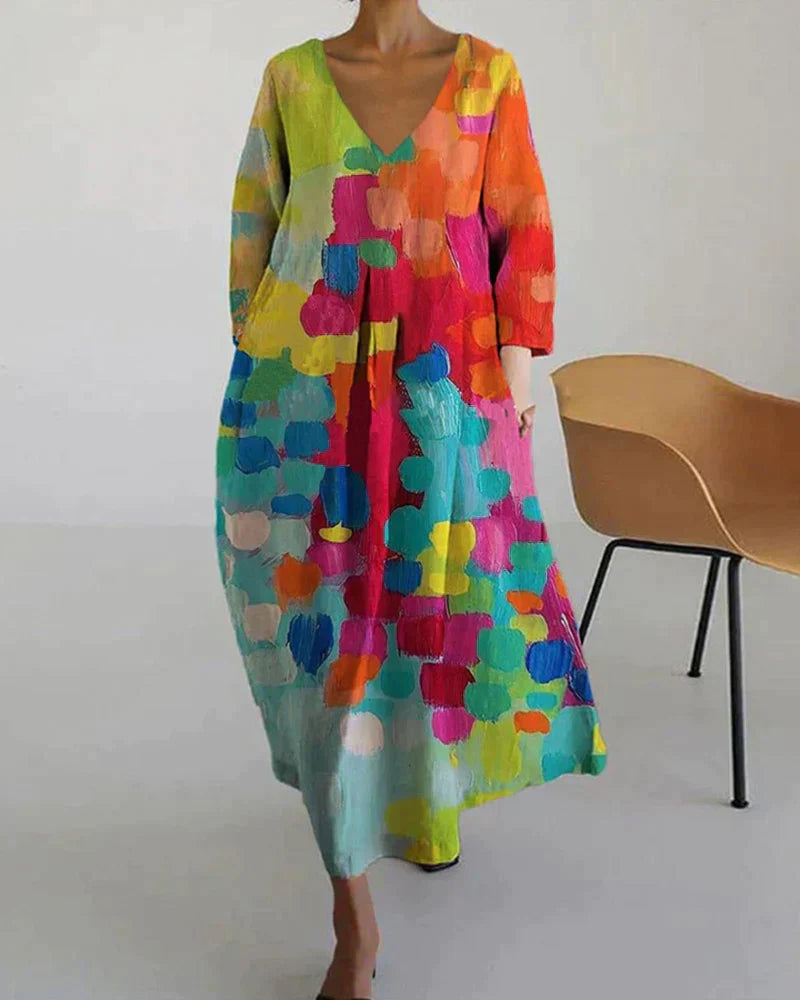 Robe midi multicolore pour femme