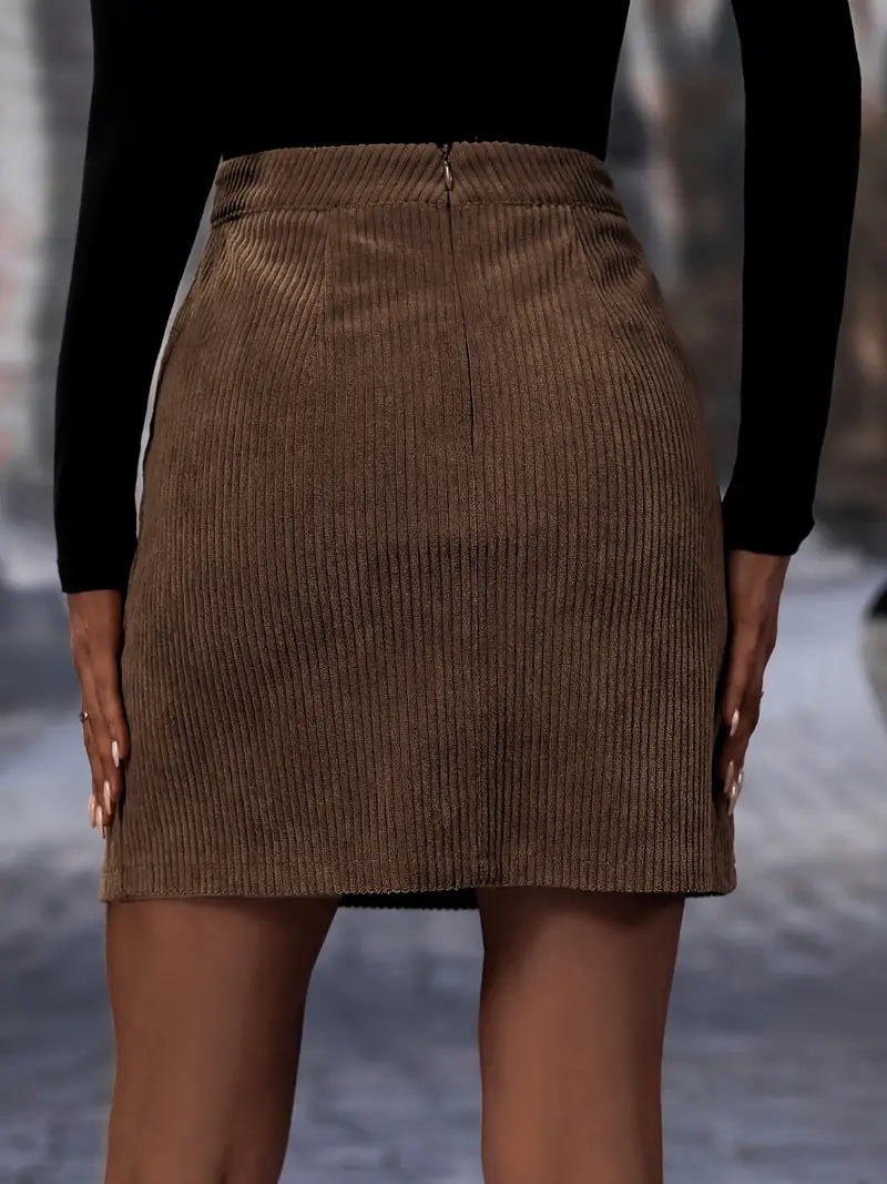 Jupe courte femme côtelée chic