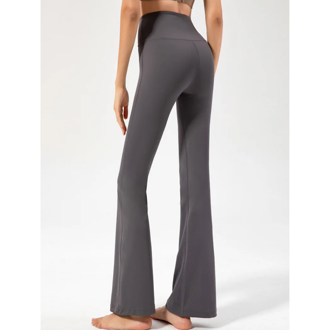 Pantalon évasé taille haute extensible femme