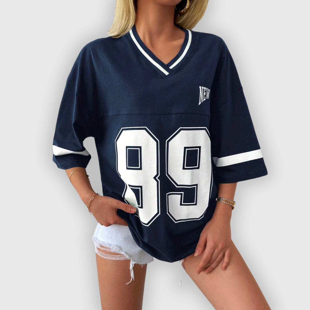 T-Shirt Varsity Col V Femme