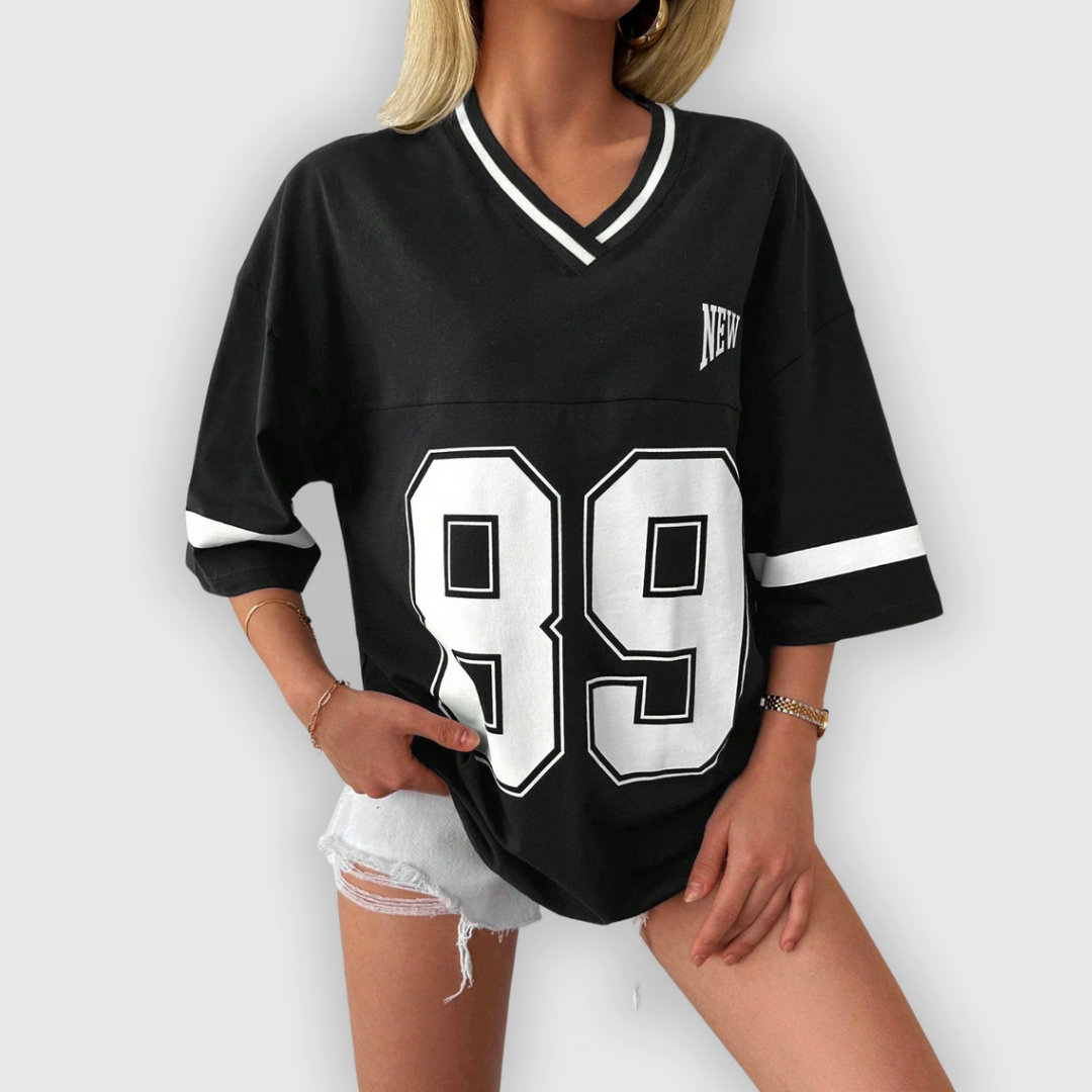 T-Shirt Varsity Col V Femme