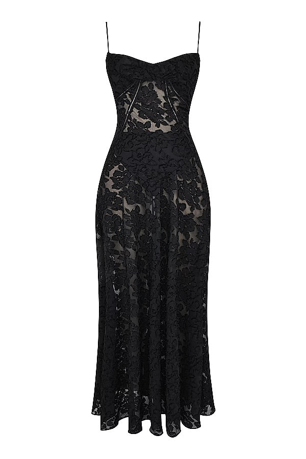 Robe longue en dentelle chic style corset