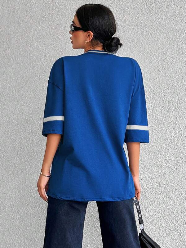 T-Shirt Varsity Col V Femme