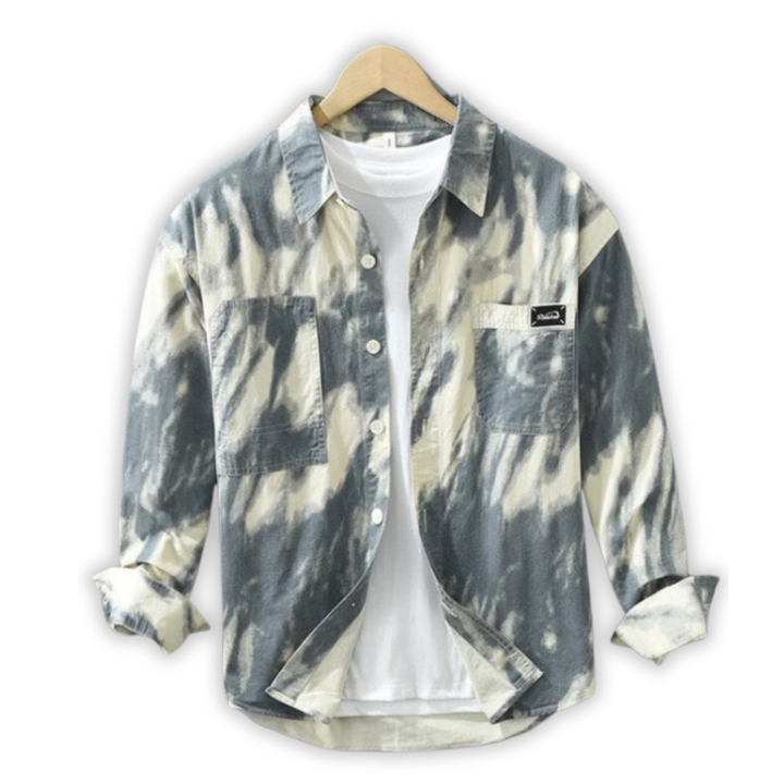 Polo décontracté tie-dye à manches longues pour homme