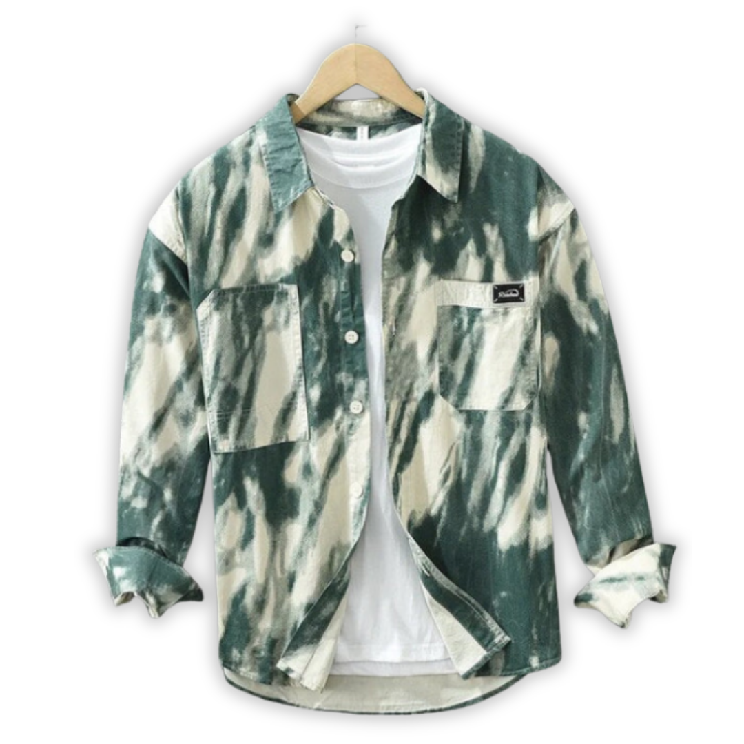 Polo décontracté tie-dye à manches longues pour homme