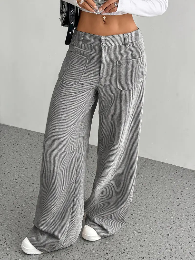 Pantalon large en velours côtelé décontracté