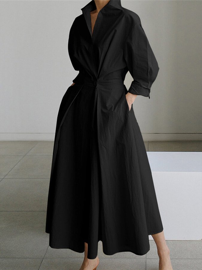 Robe chemise maxi oversize élégante pour femme