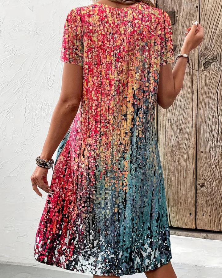 Robe Colorée Col V Femme