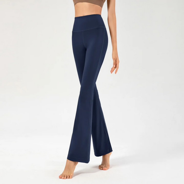 Pantalon évasé taille haute extensible femme