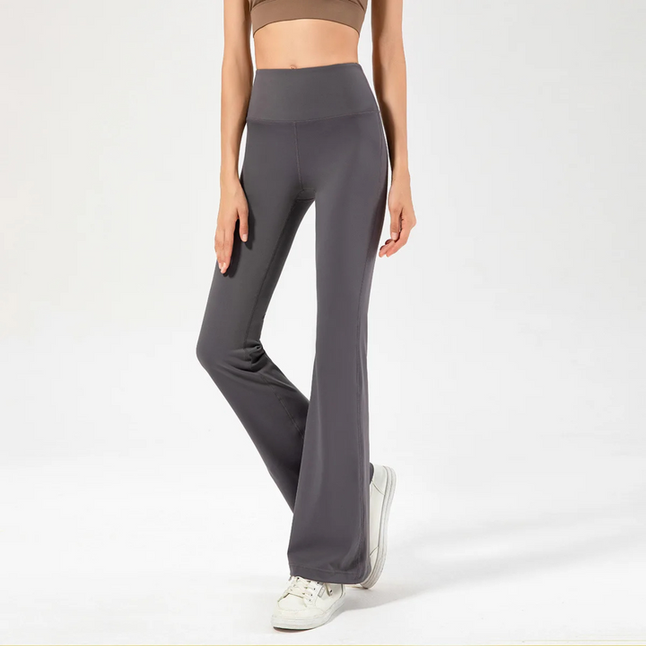 Pantalon évasé taille haute extensible femme