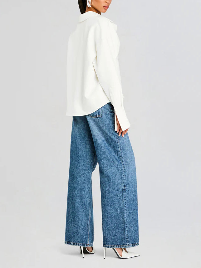 Chemise oversize à boutons femme élégante