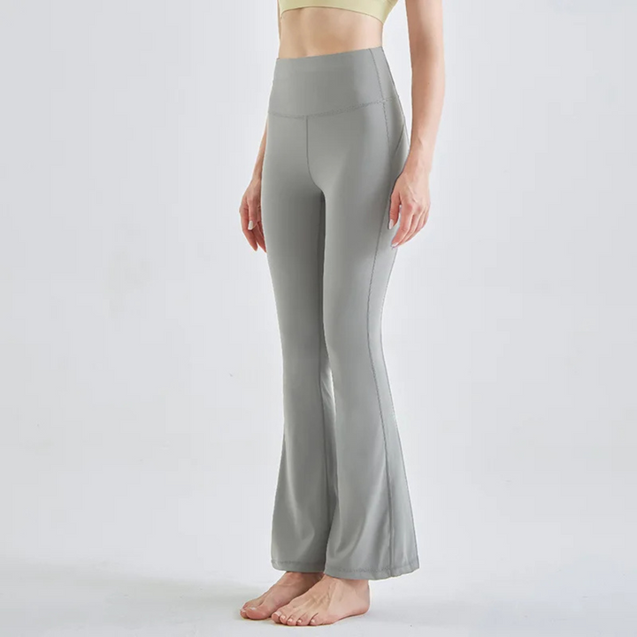 Pantalon évasé taille haute extensible femme