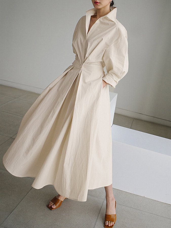 Robe chemise maxi oversize élégante pour femme