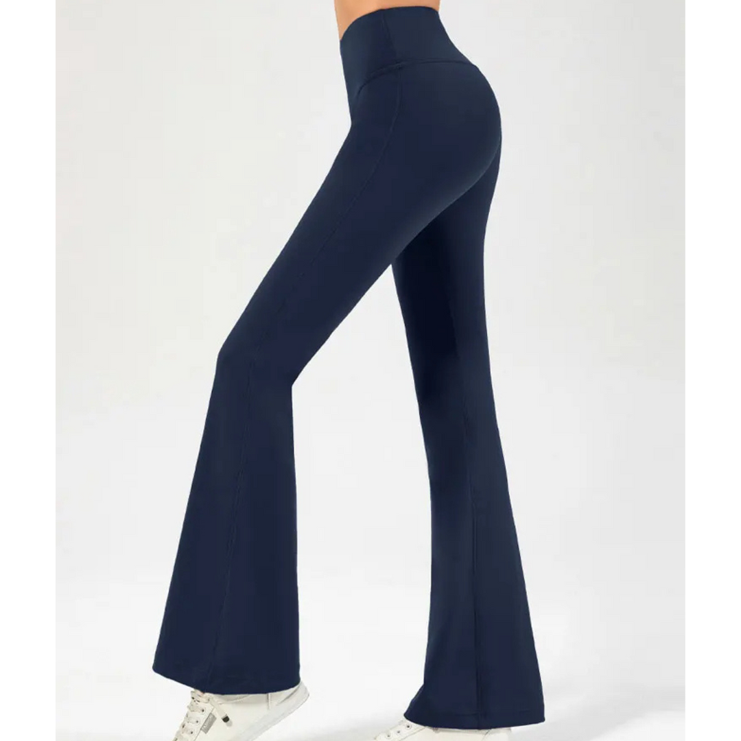 Pantalon évasé taille haute extensible femme