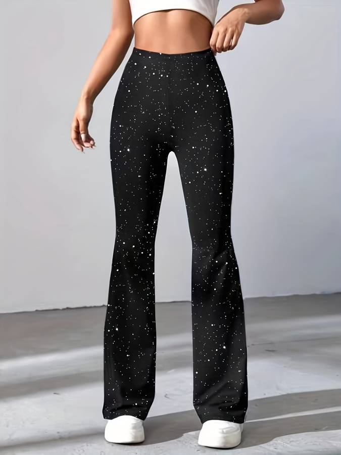 Pantalon évasé femme avec effet pailleté