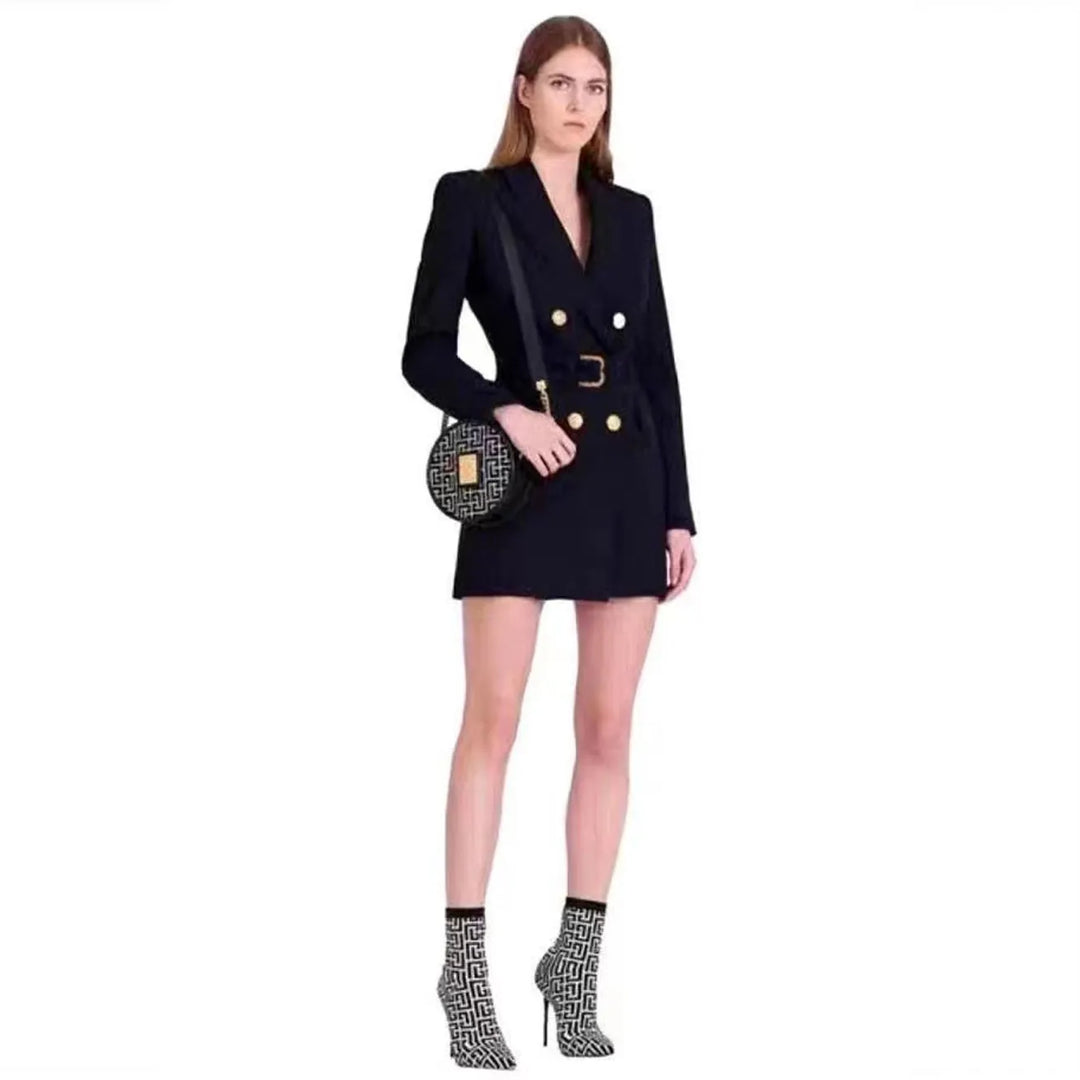 Robe blazer élégante femme avec boutons et ceinture