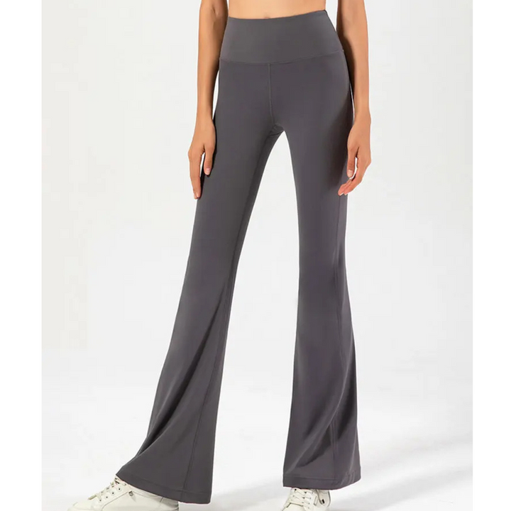 Pantalon évasé taille haute extensible femme
