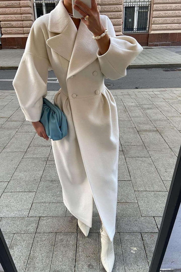 Manteau long surdimensionné femme à double boutonnage