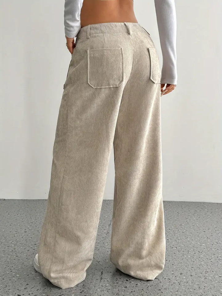 Pantalon large en velours côtelé décontracté