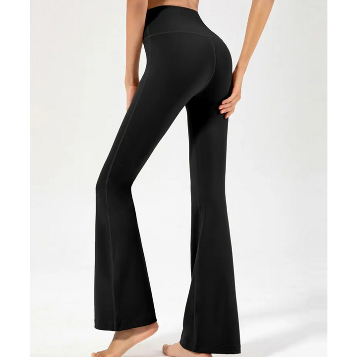 Pantalon évasé taille haute extensible femme