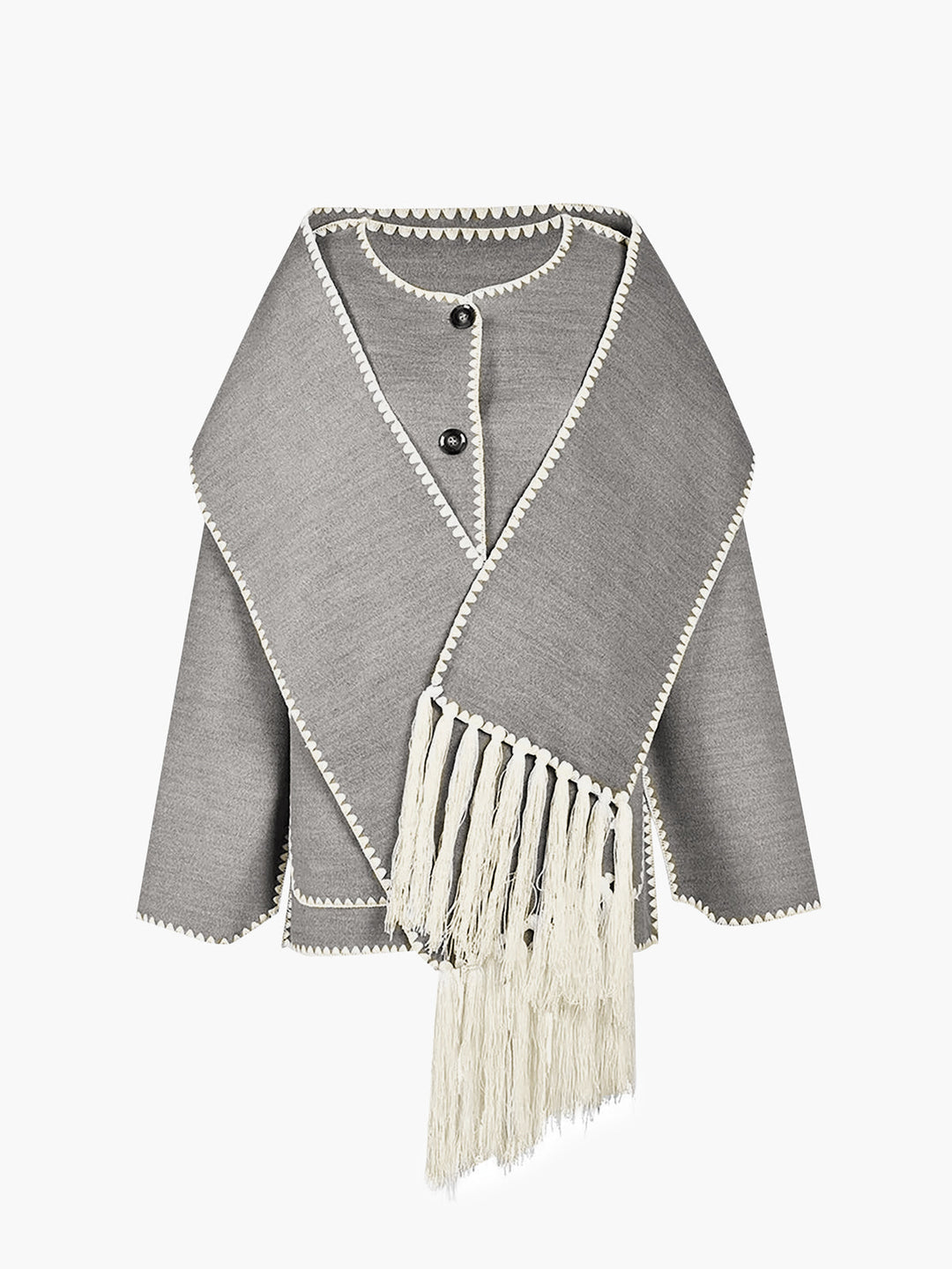 Veste Femme à Bordures Contrastées avec Écharpe Assortie