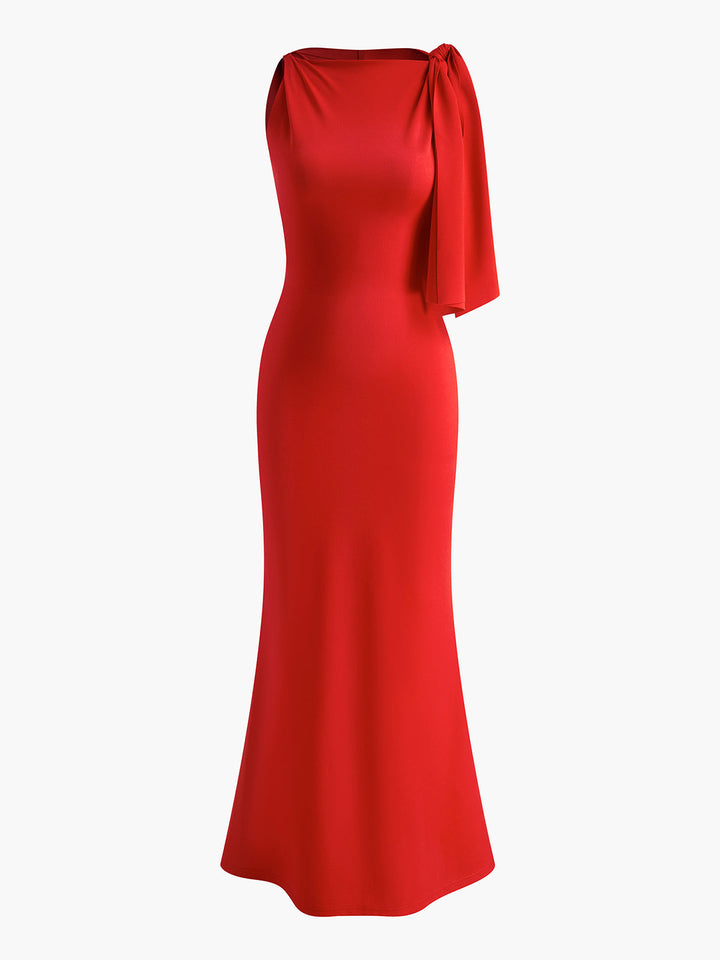 Robe Longue Sans Manches Femme avec Nœud