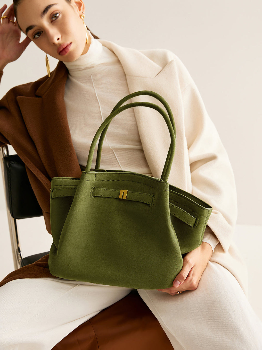 Sac à Main Femme Plissé avec Anse Supérieure
