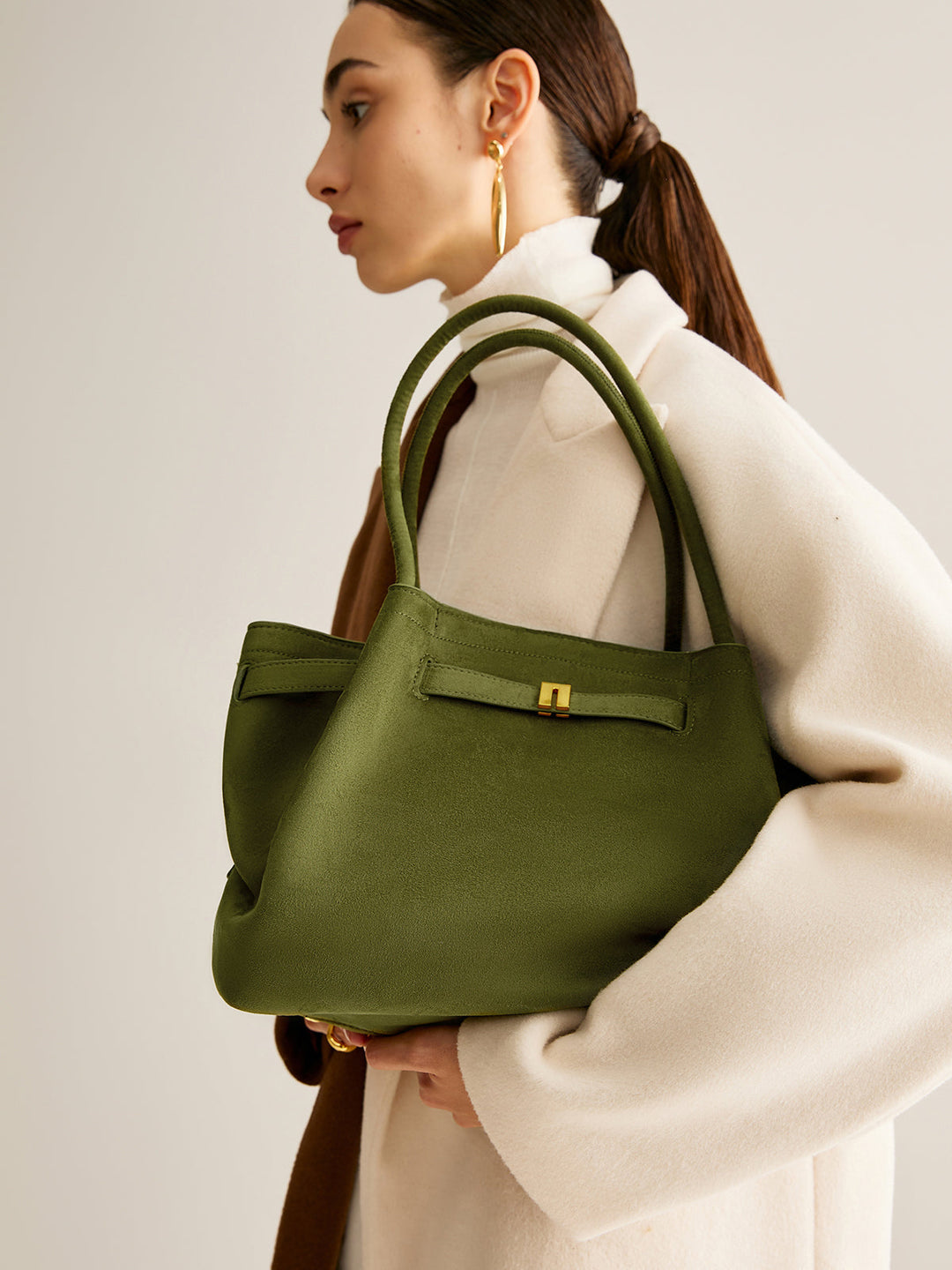 Sac à Main Femme Plissé avec Anse Supérieure