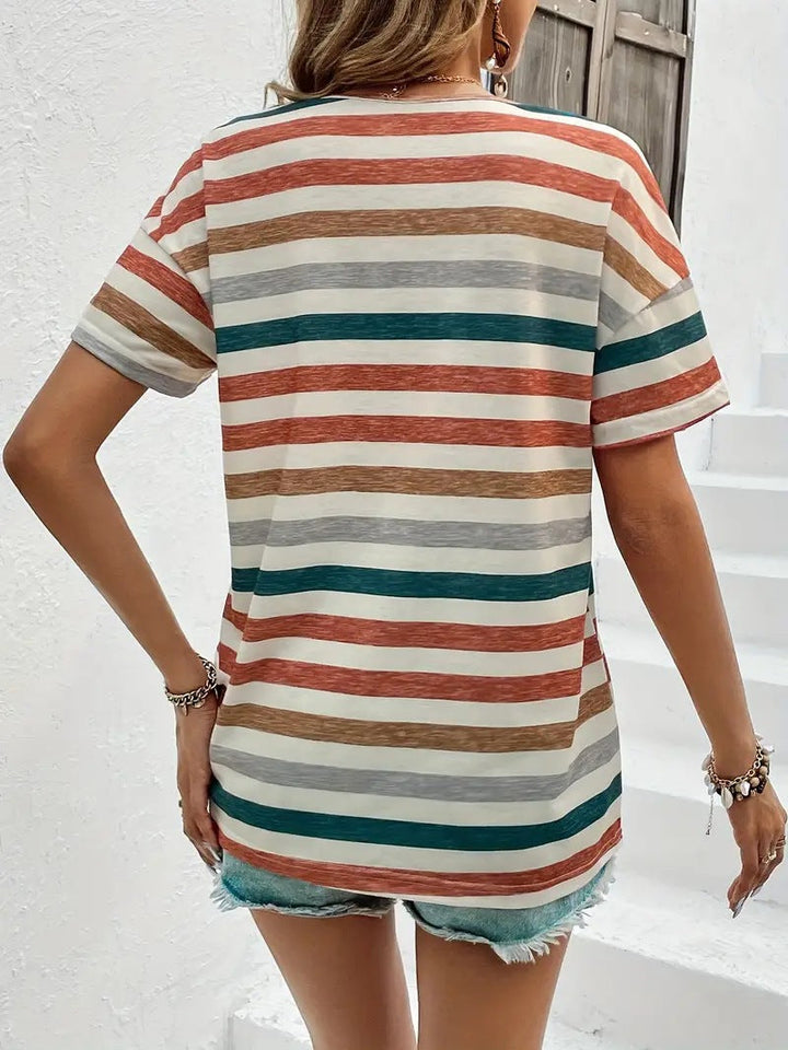 T-shirt femme à manches courtes rayé tendance