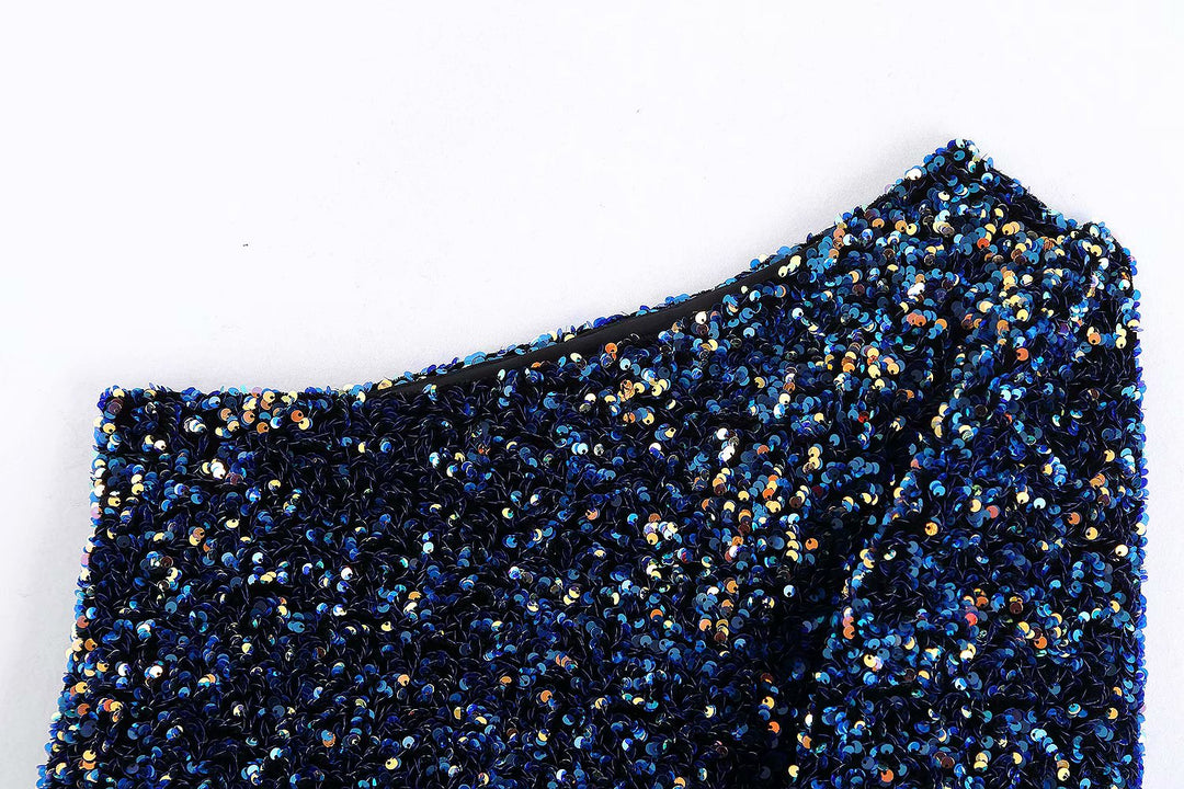 Top asymétrique femme à paillettes et une épaule