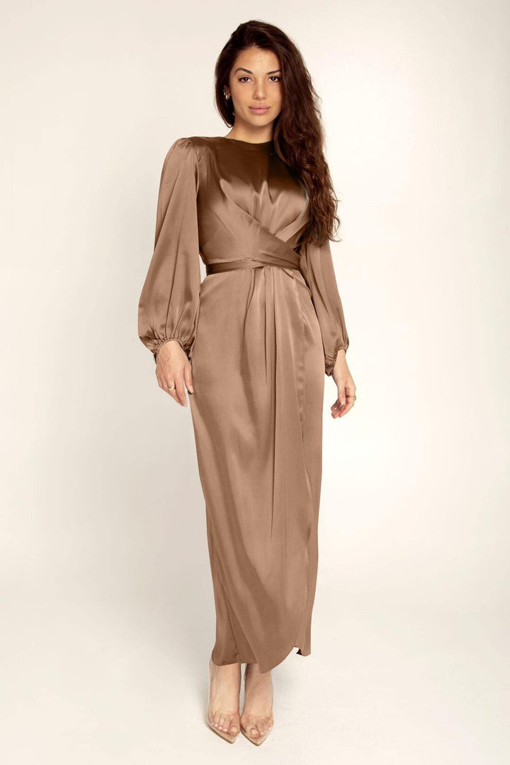 Robe Maxi Élégante à Manches Longues Femme