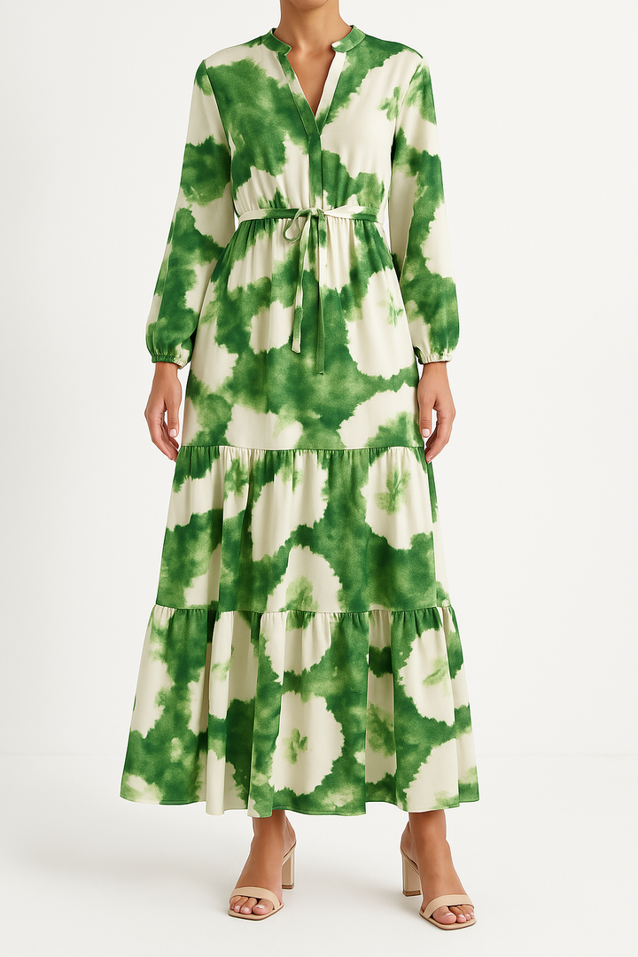 Robe maxi fluide à manches longues femme