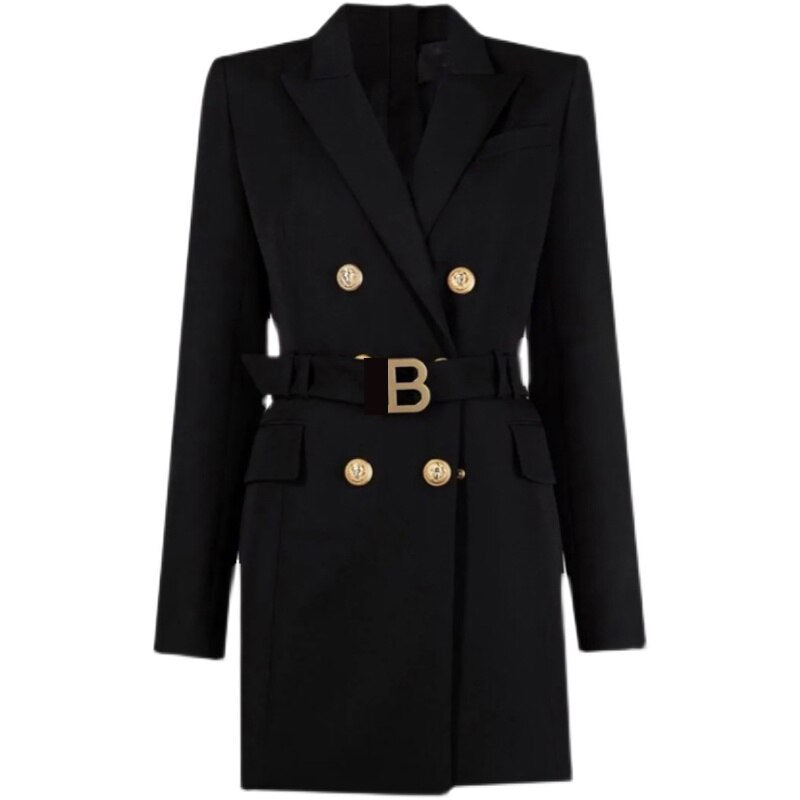Robe blazer élégante femme avec boutons et ceinture