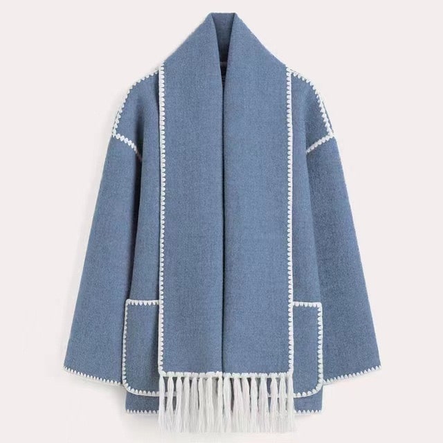 Manteau classique femme avec écharpe