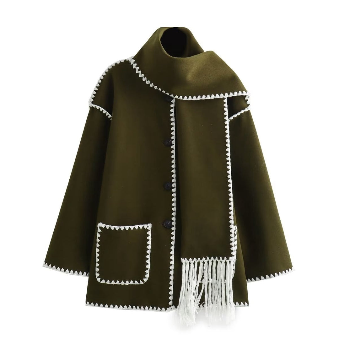 Manteau classique femme avec écharpe