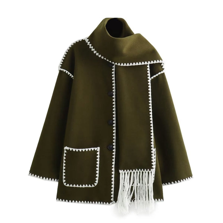 Manteau classique femme avec écharpe