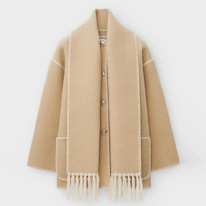 Manteau classique femme avec écharpe