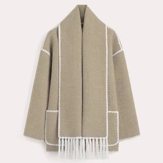 Manteau classique femme avec écharpe