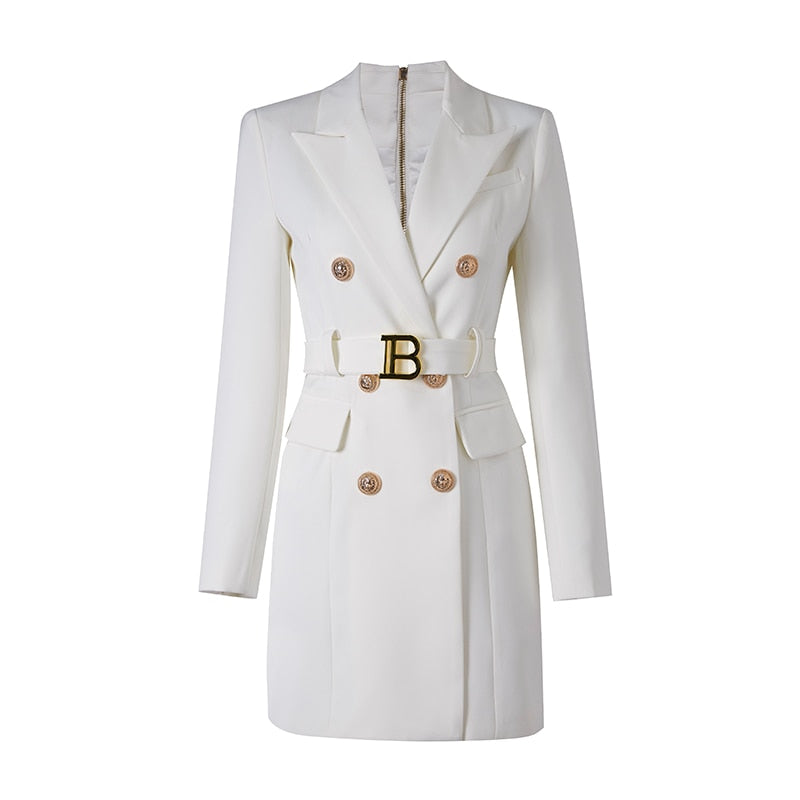 Robe blazer élégante femme avec boutons et ceinture