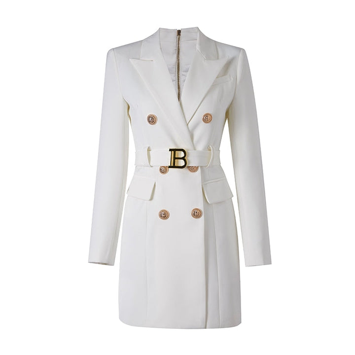 Robe blazer élégante femme avec boutons et ceinture