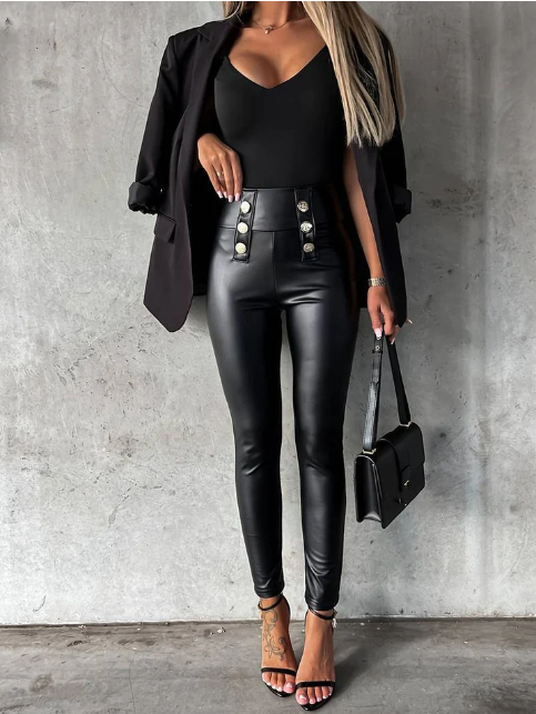 Pantalon Skinny Taille Haute Femme