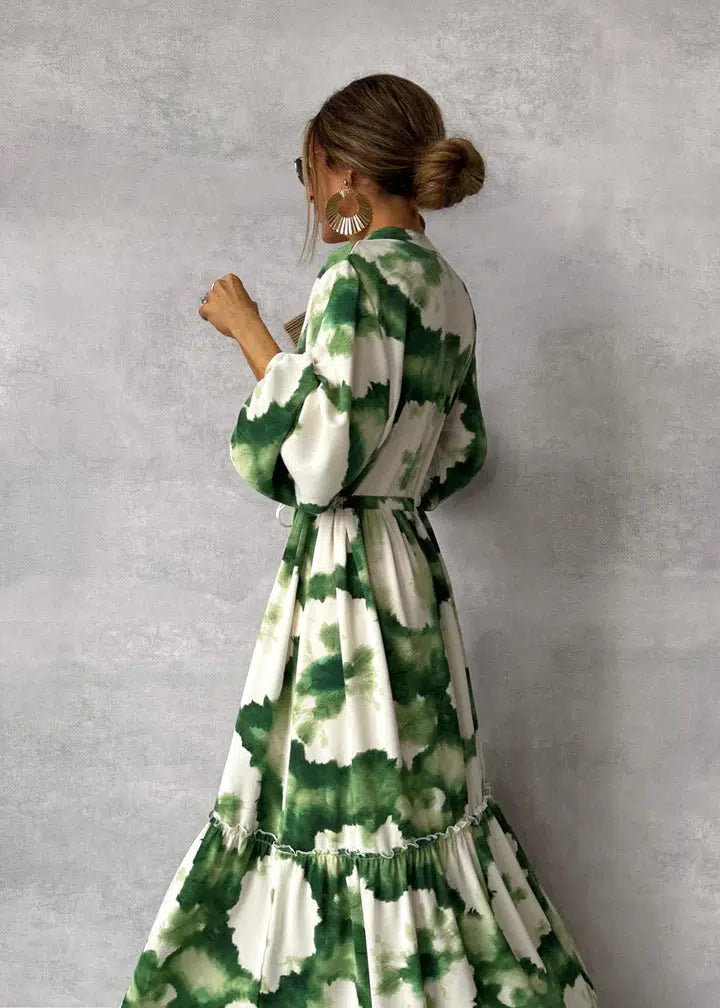 Robe maxi fluide à manches longues femme