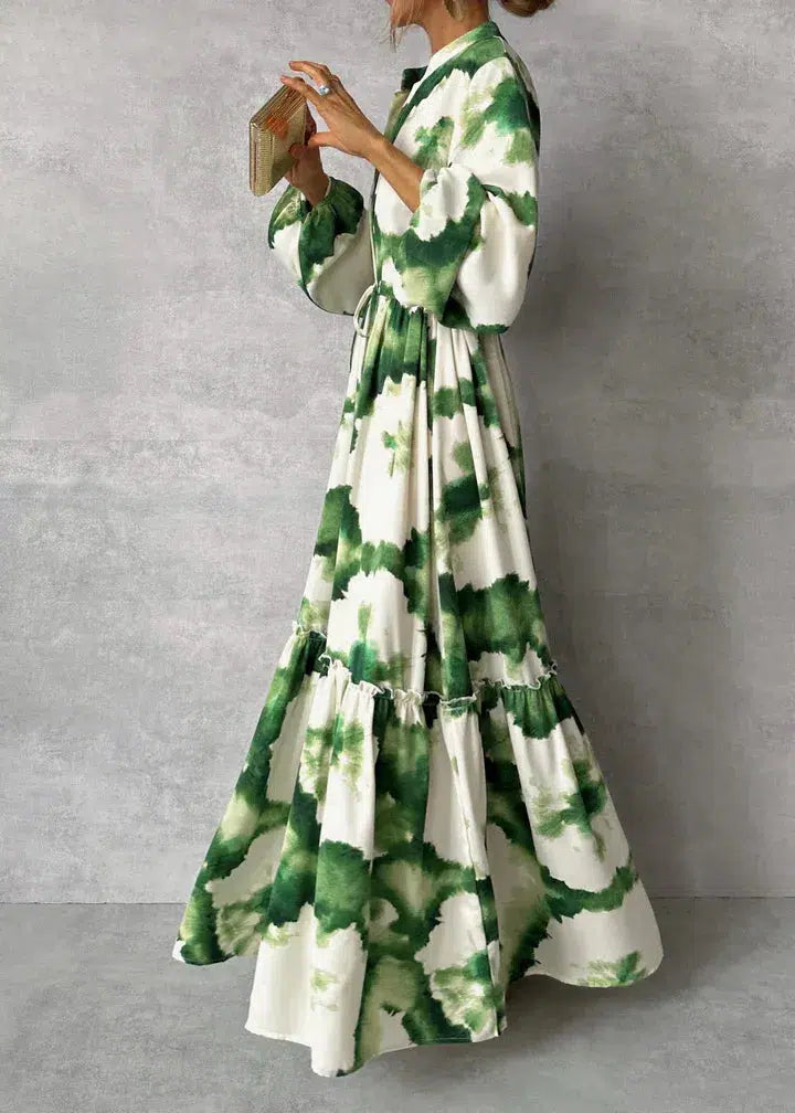 Robe maxi fluide à manches longues femme