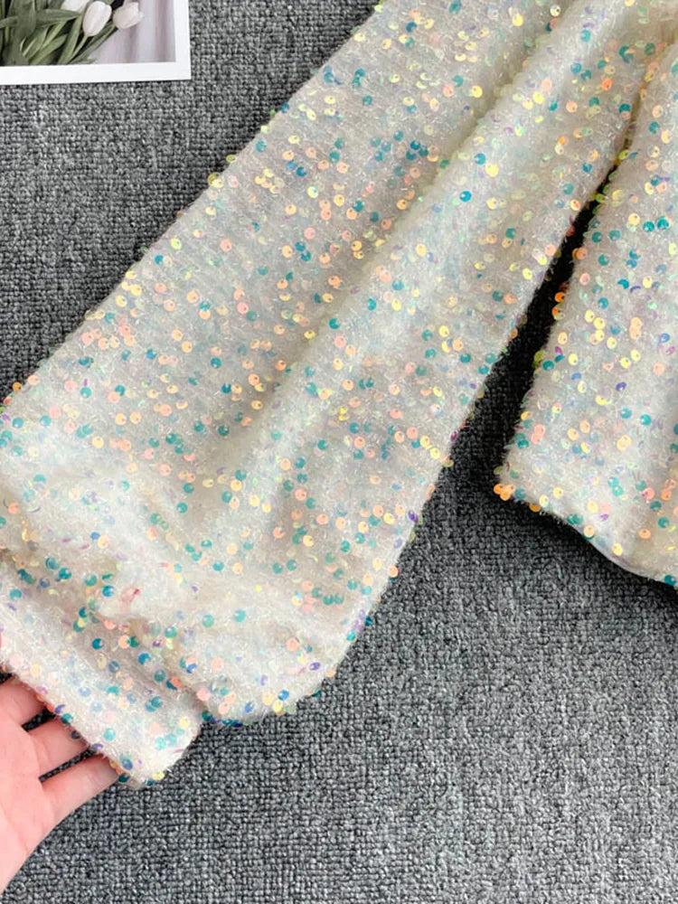 Top asymétrique femme à paillettes et une épaule