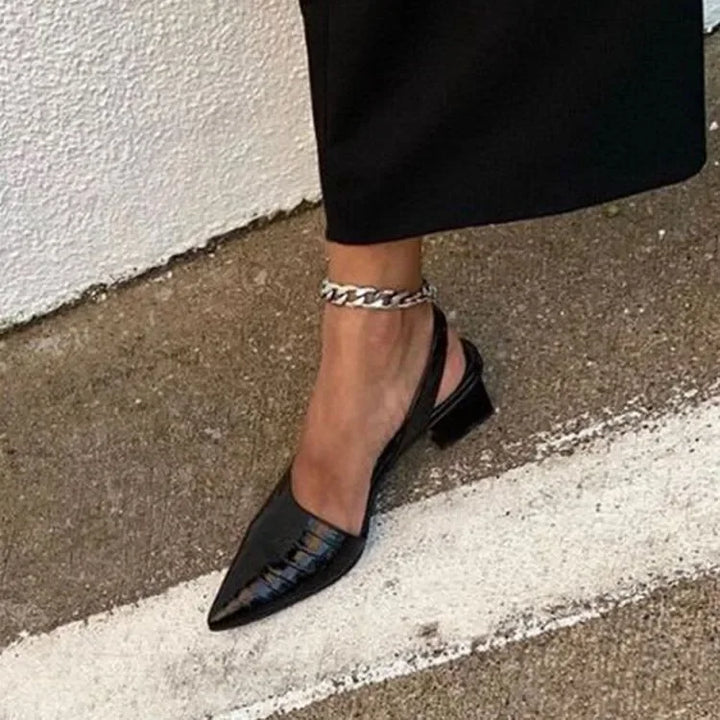 Escarpins slingbacks à talons larges motif croco pour femme