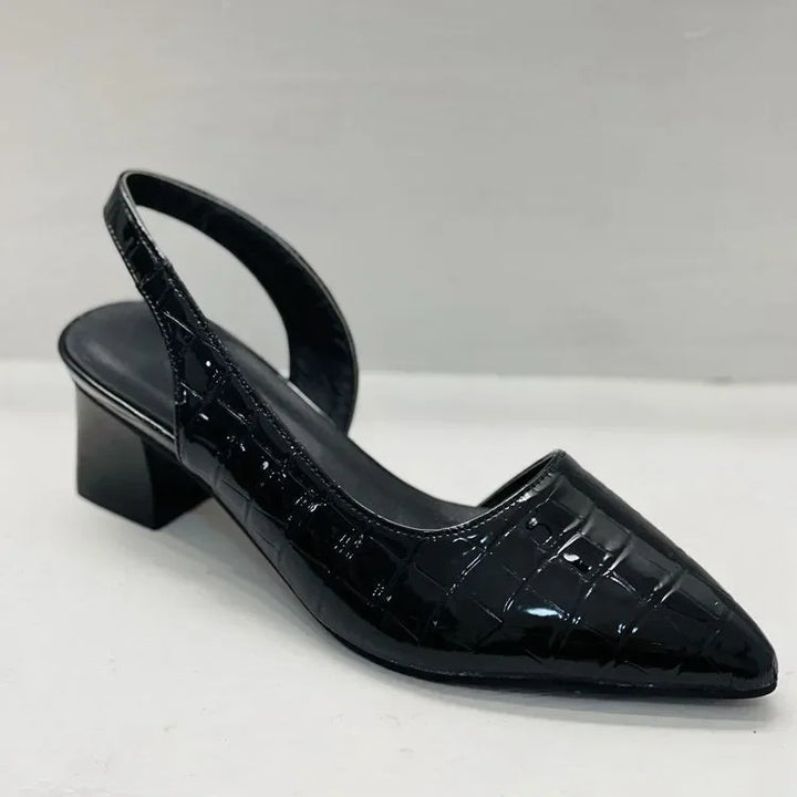 Escarpins slingbacks à talons larges motif croco pour femme