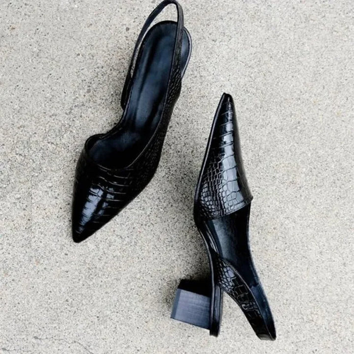 Escarpins slingbacks à talons larges motif croco pour femme
