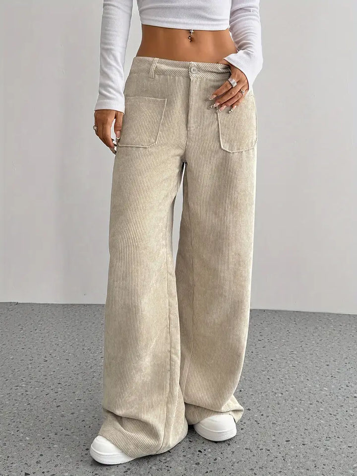 Pantalon large en velours côtelé décontracté