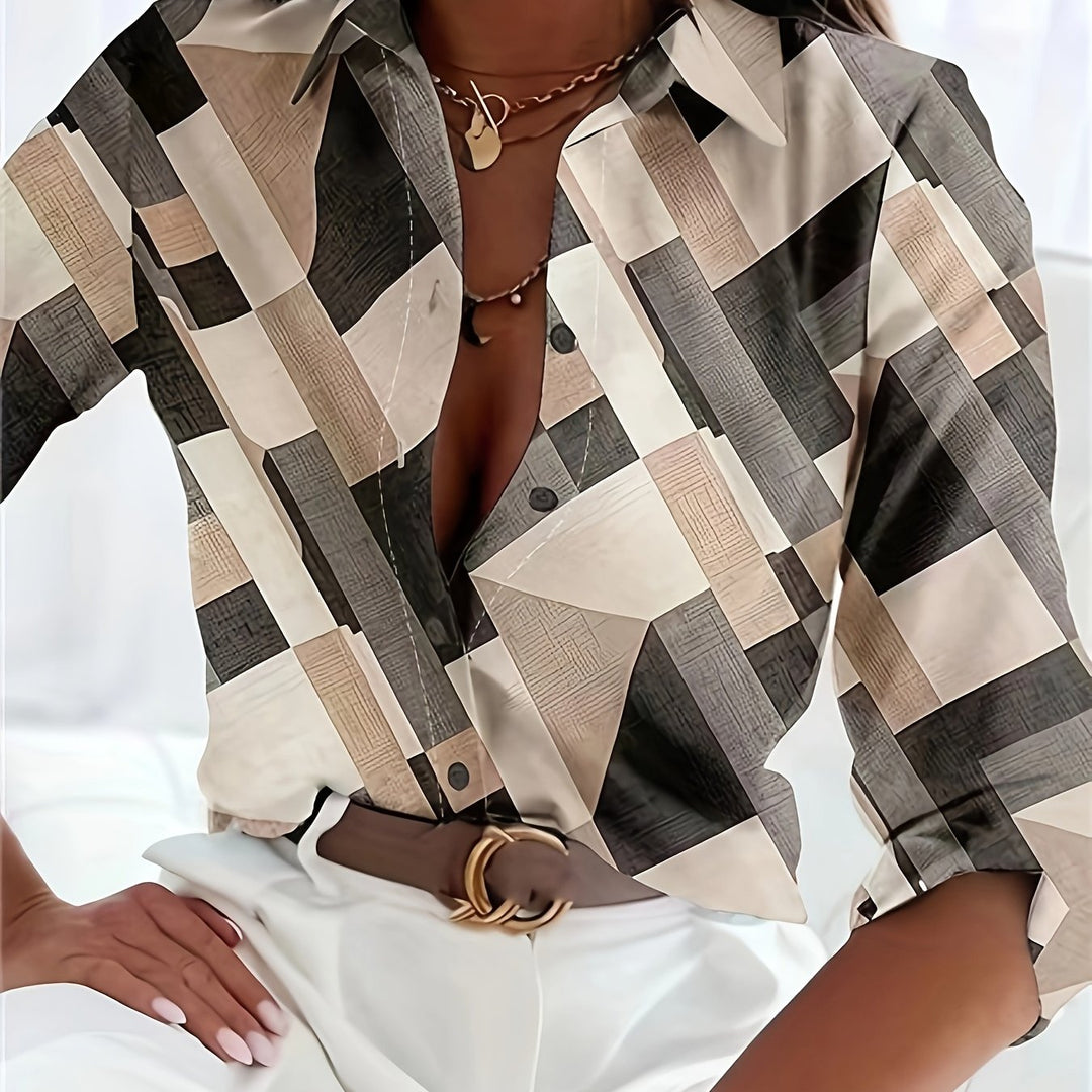 Chemise décontractée à carreaux pour femme